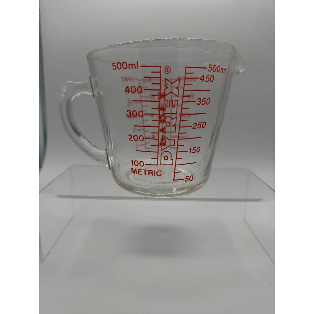 Pyrex Measuring Cup 2 Cup 16oz Clear Red Lettering Excellent Vintage 516 USA